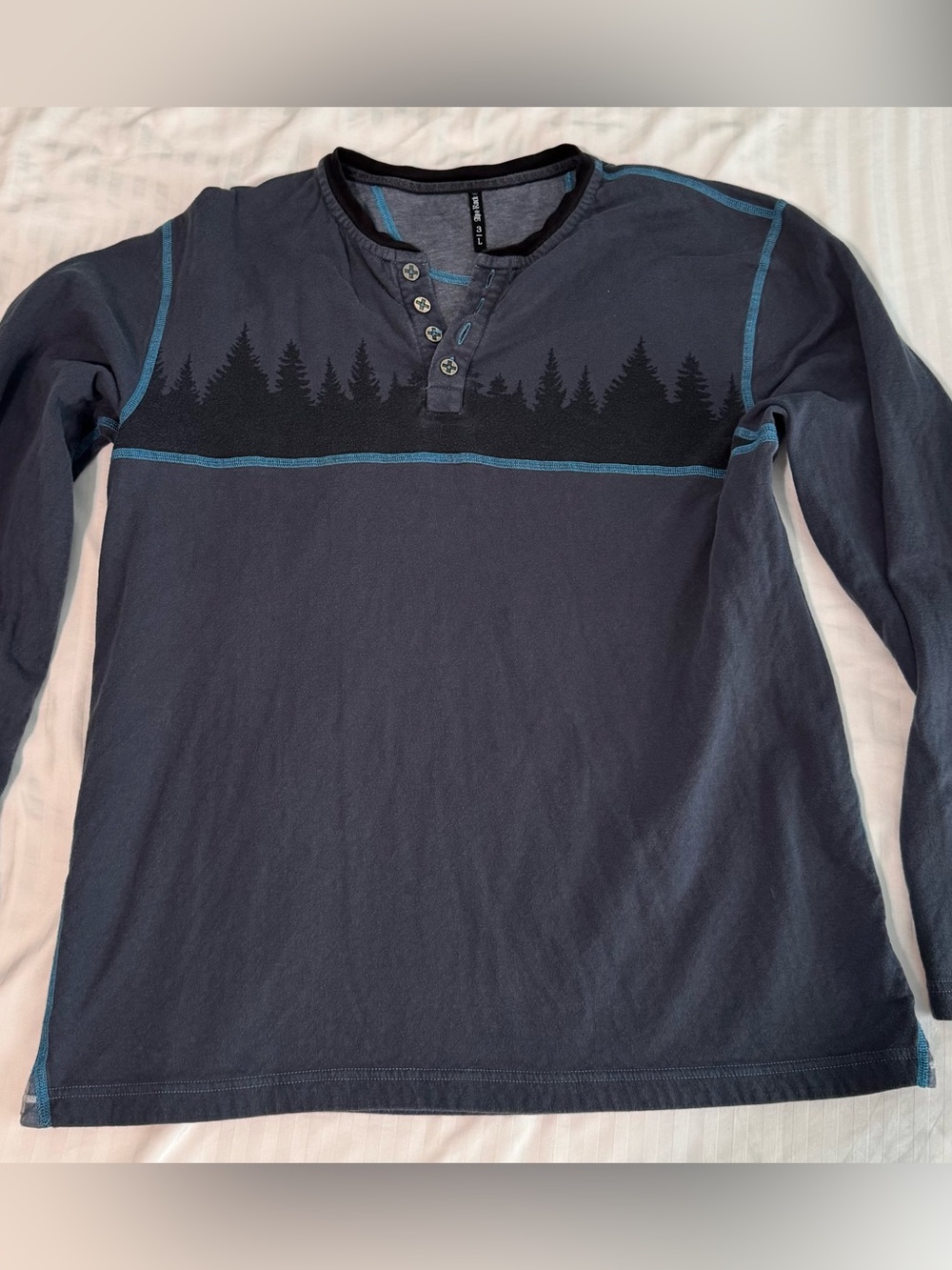 Alp N Rock Dark Navy Henley with Tree Silhouette